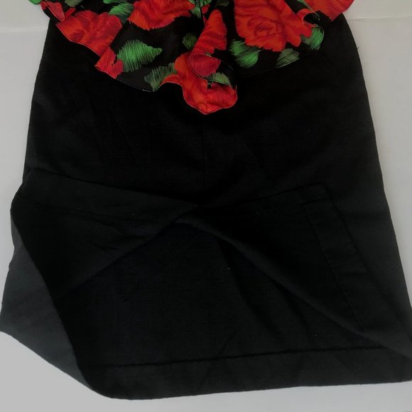 Mr. Mort Dress Black Red Floral Puff Sleeves Wedding Party Art Deco VTG… - Picture 10 of 14